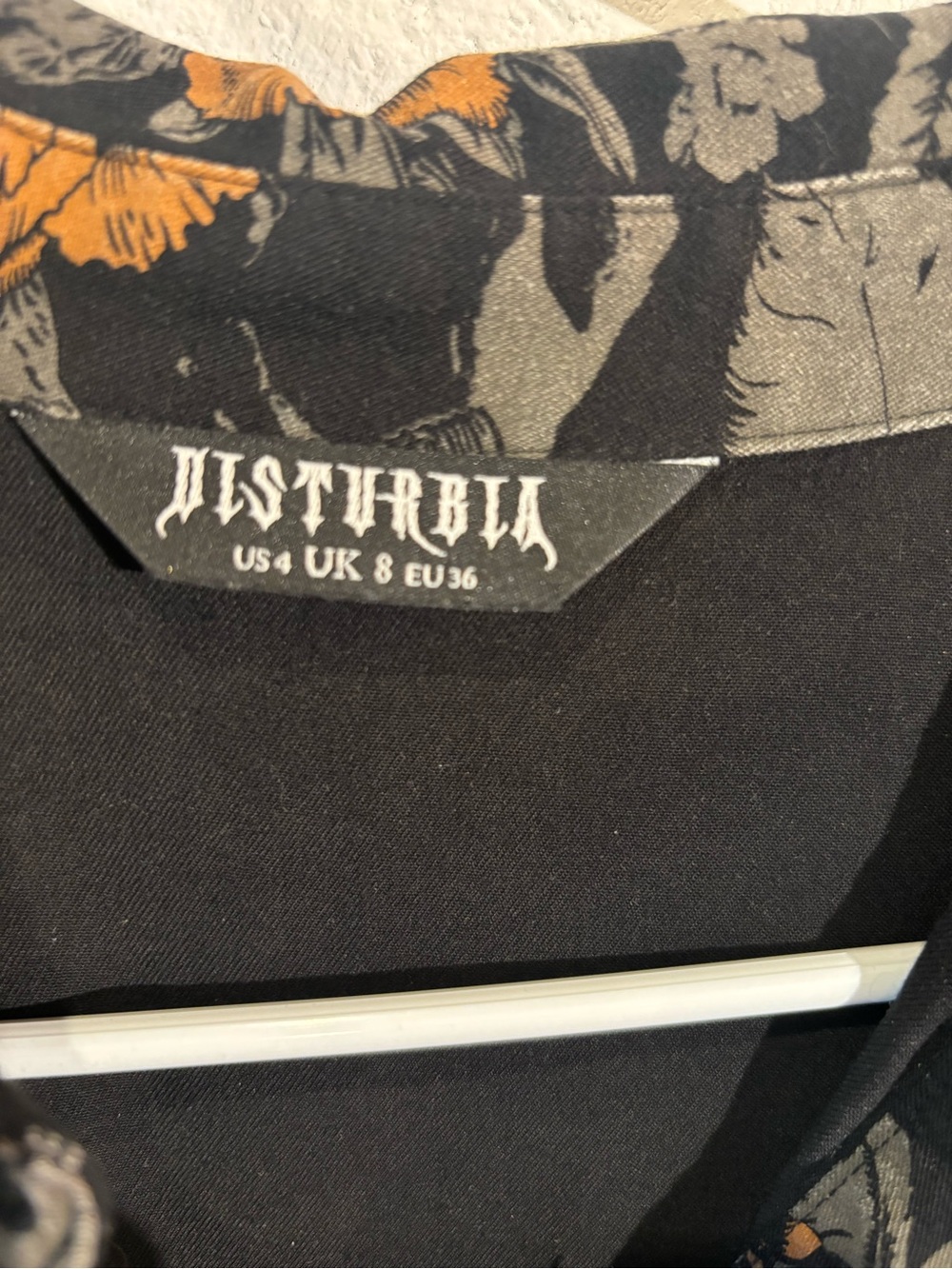 Disturbia Black Midi Dress with Rust Floral Print - Picture 5 of 6